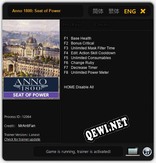 Трейнер для Anno 1800: Seat of Power [v1.0.6]