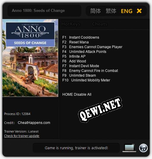 Трейнер для Anno 1800: Seeds of Change [v1.0.5]