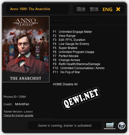 Anno 1800: The Anarchist: ТРЕЙНЕР И ЧИТЫ (V1.0.82)