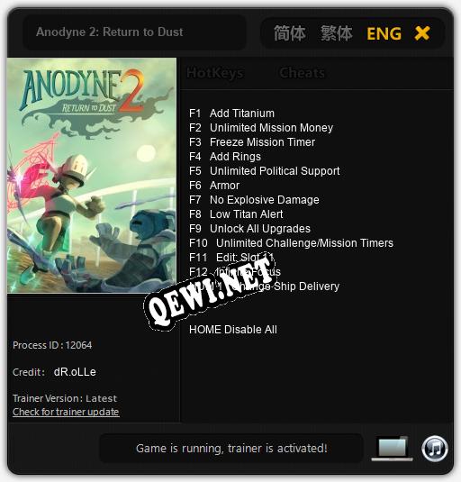 Anodyne 2: Return to Dust: ТРЕЙНЕР И ЧИТЫ (V1.0.1)