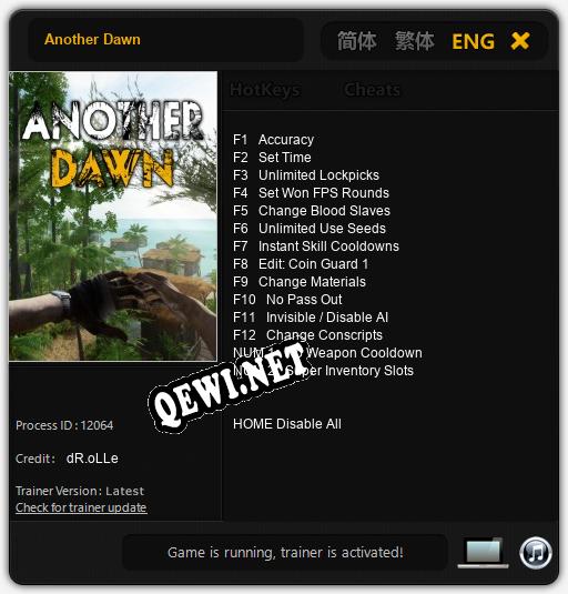 Трейнер для Another Dawn [v1.0.9]