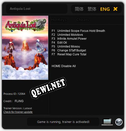 Antiquia Lost: ТРЕЙНЕР И ЧИТЫ (V1.0.9)