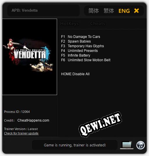 APB: Vendetta: Читы, Трейнер +6 [CheatHappens.com]