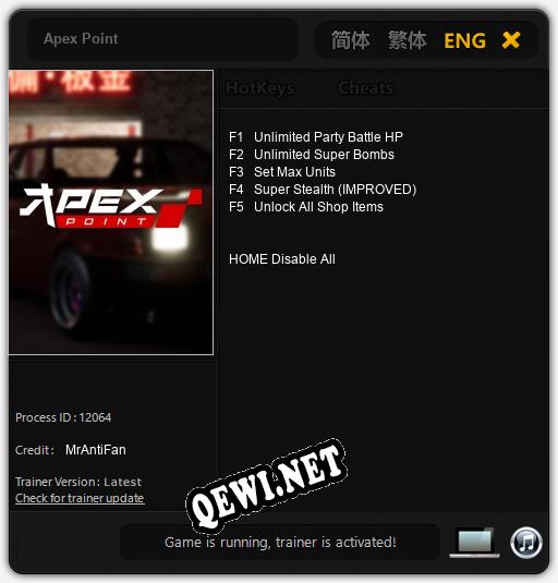 Apex Point: Трейнер +5 [v1.2]
