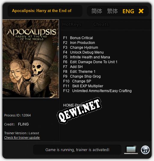 Трейнер для Apocalipsis: Harry at the End of the World [v1.0.1]