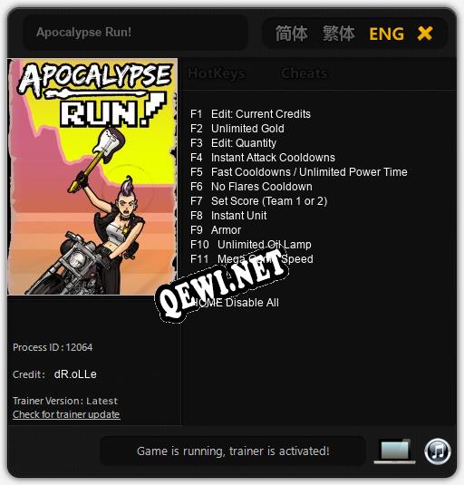 Apocalypse Run!: Читы, Трейнер +11 [dR.oLLe]
