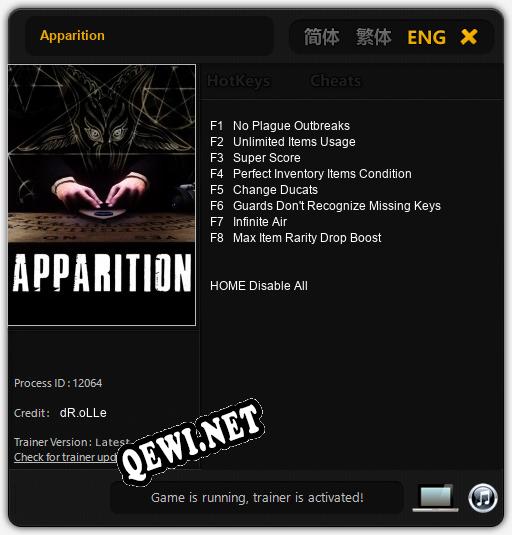 Трейнер для Apparition [v1.0.9]