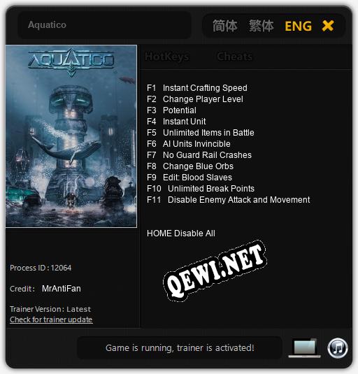 Трейнер для Aquatico [v1.0.5]