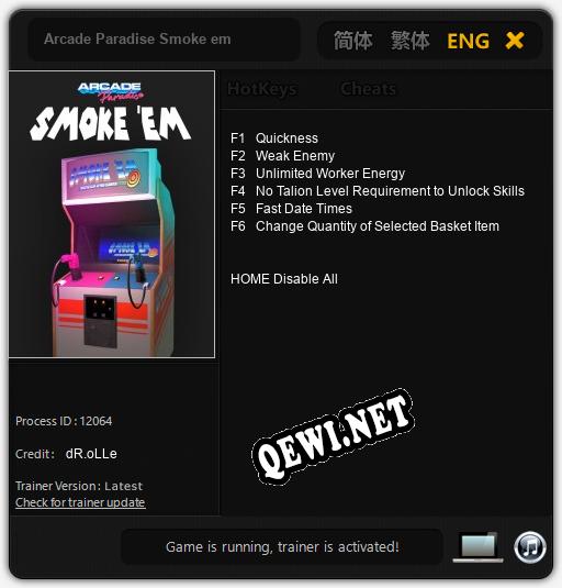 Трейнер для Arcade Paradise Smoke em [v1.0.7]