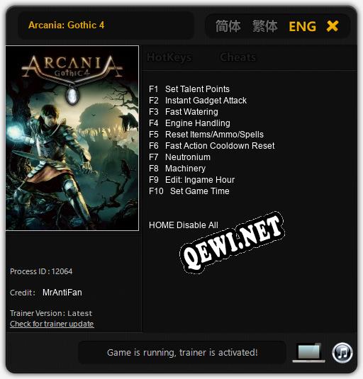 Arcania: Gothic 4: Трейнер +10 [v1.8]