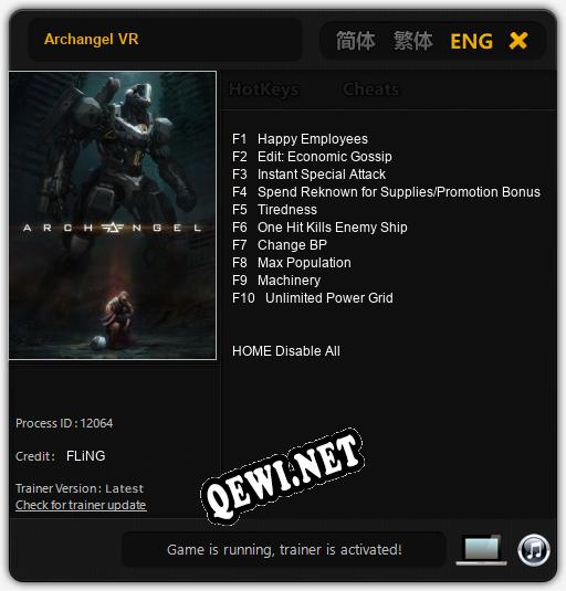 Archangel VR: ТРЕЙНЕР И ЧИТЫ (V1.0.79)