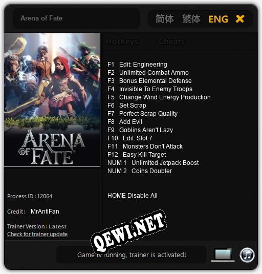 Arena of Fate: Читы, Трейнер +14 [MrAntiFan]