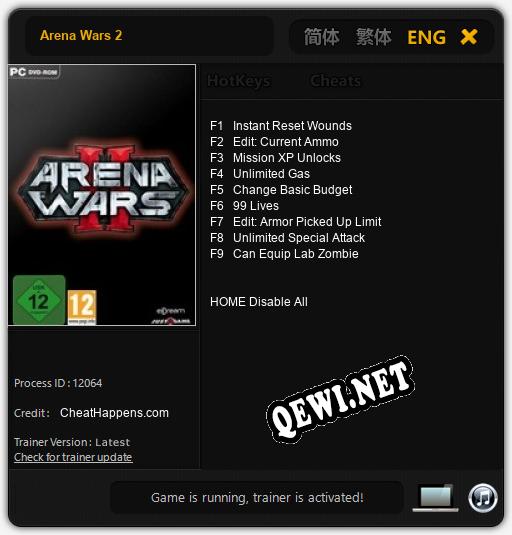 Arena Wars 2: Читы, Трейнер +9 [CheatHappens.com]