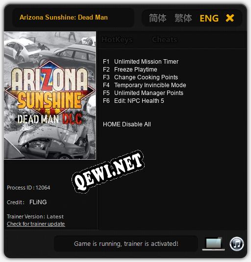 Arizona Sunshine: Dead Man: Трейнер +6 [v1.4]