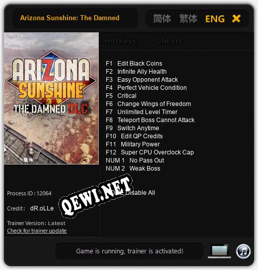 Arizona Sunshine: The Damned: Читы, Трейнер +14 [dR.oLLe]
