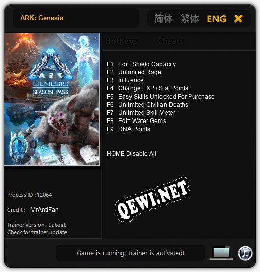 ARK: Genesis: Трейнер +9 [v1.6]