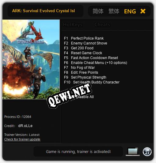 Трейнер для ARK: Survival Evolved Crystal Isles [v1.0.4]