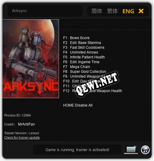 Трейнер для Arksync [v1.0.2]