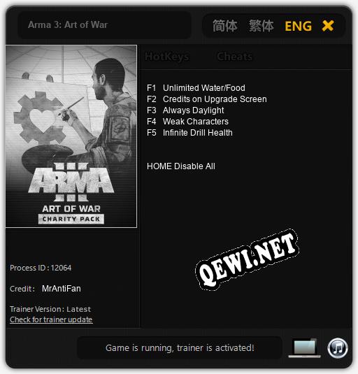 Arma 3: Art of War: Трейнер +5 [v1.2]