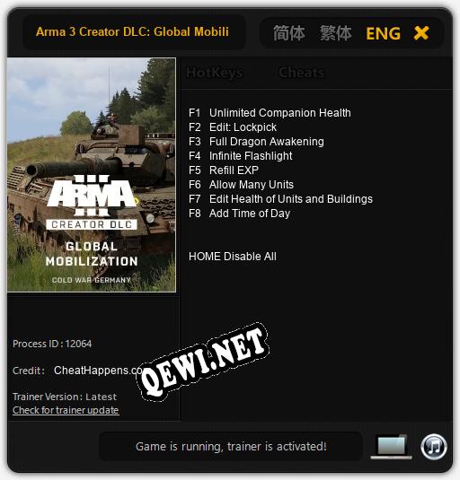 Трейнер для Arma 3 Creator DLC: Global Mobilization Cold War Germany [v1.0.1]