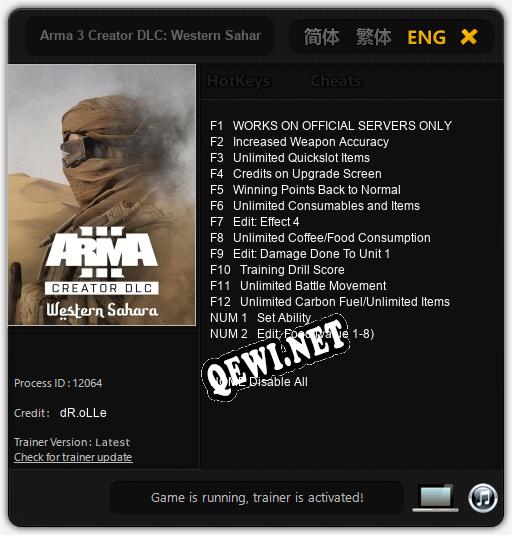 Arma 3 Creator DLC: Western Sahara: ТРЕЙНЕР И ЧИТЫ (V1.0.55)