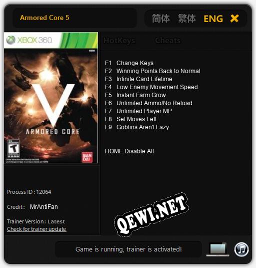 Armored Core 5: Трейнер +9 [v1.7]