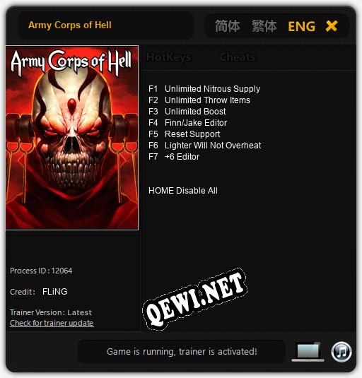 Army Corps of Hell: ТРЕЙНЕР И ЧИТЫ (V1.0.13)