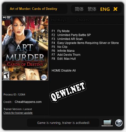 Art of Murder: Cards of Destiny: Читы, Трейнер +8 [CheatHappens.com]