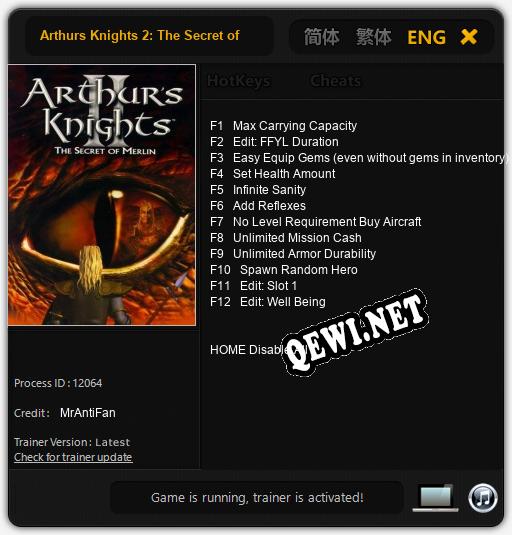 Arthurs Knights 2: The Secret of Merlin: Трейнер +12 [v1.5]