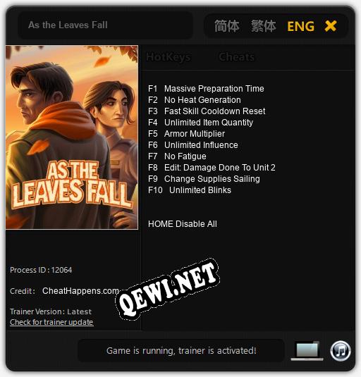 Трейнер для As the Leaves Fall [v1.0.9]