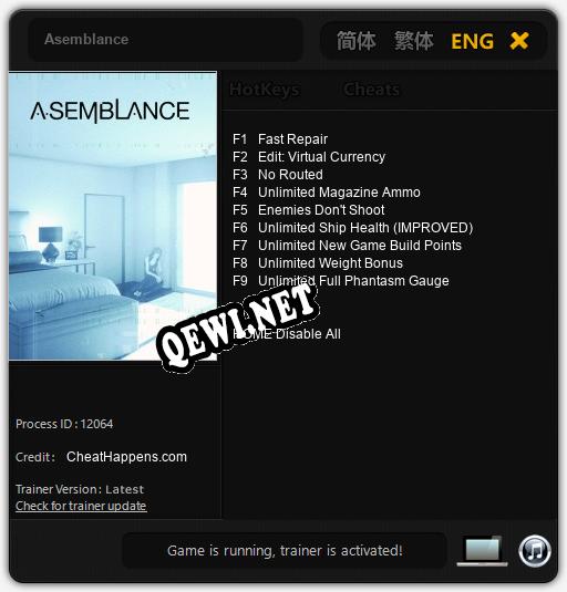 Asemblance: Читы, Трейнер +9 [CheatHappens.com]