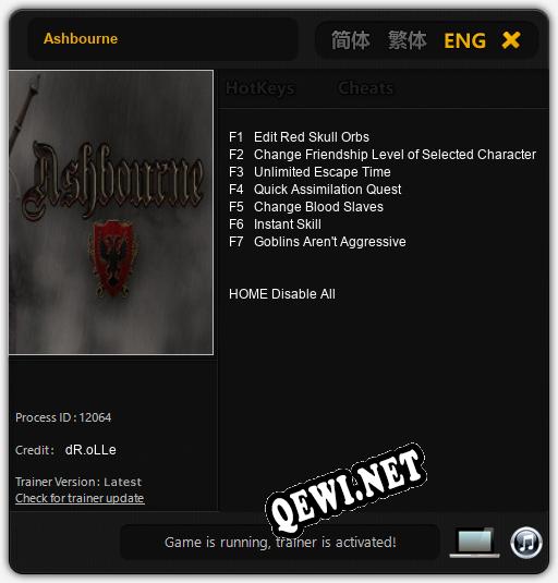Трейнер для Ashbourne [v1.0.9]