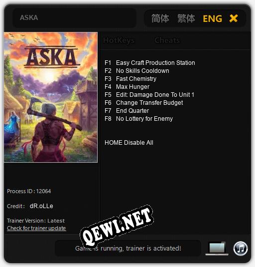 ASKA: Трейнер +8 [v1.9]