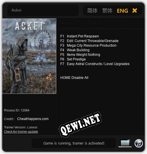 Трейнер для Asket [v1.0.1]