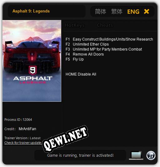 Трейнер для Asphalt 9: Legends [v1.0.1]