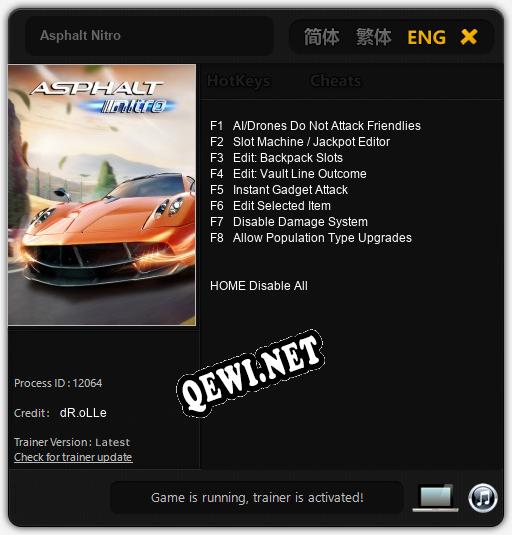 Asphalt Nitro: Читы, Трейнер +8 [dR.oLLe]