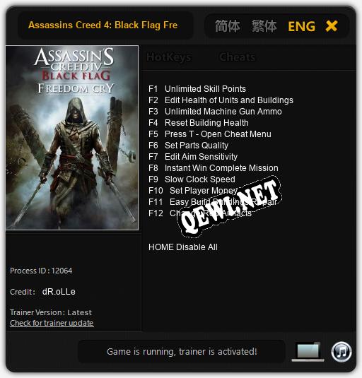 Assassins Creed 4: Black Flag Freedom Cry: Трейнер +12 [v1.5]