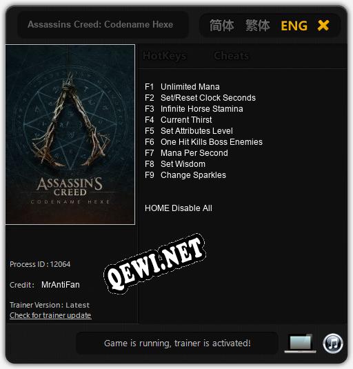 Assassins Creed: Codename Hexe: Читы, Трейнер +9 [MrAntiFan]