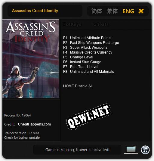 Assassins Creed Identity: ТРЕЙНЕР И ЧИТЫ (V1.0.19)