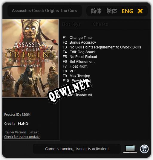 Assassins Creed: Origins The Curse of the Pharaohs: Читы, Трейнер +10 [FLiNG]