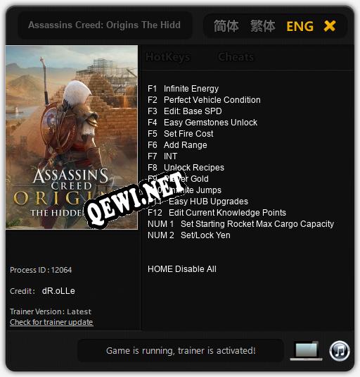 Assassins Creed: Origins The Hidden Ones: Читы, Трейнер +14 [dR.oLLe]