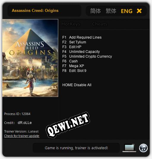 Трейнер для Assassins Creed: Origins [v1.0.8]