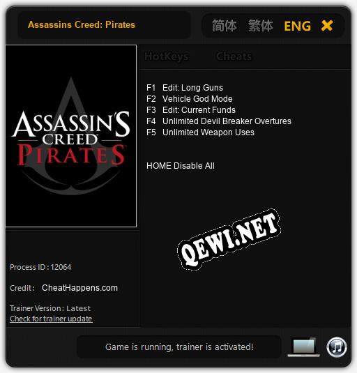 Трейнер для Assassins Creed: Pirates [v1.0.5]