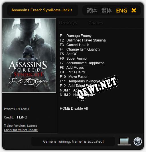 Assassins Creed: Syndicate Jack the ripper: Трейнер +14 [v1.7]