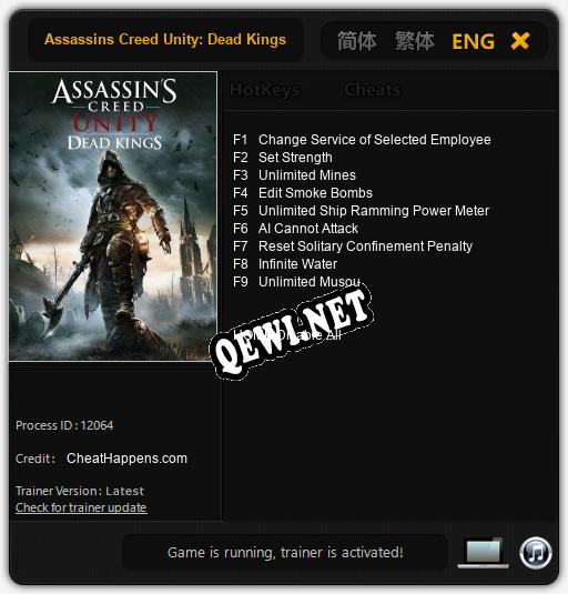 Assassins Creed Unity: Dead Kings: ТРЕЙНЕР И ЧИТЫ (V1.0.29)