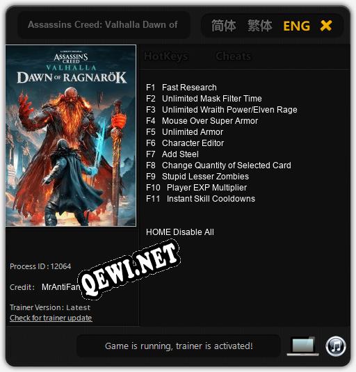 Трейнер для Assassins Creed: Valhalla Dawn of Ragnarok [v1.0.8]