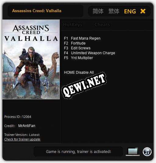 Assassins Creed: Valhalla: Трейнер +5 [v1.9]