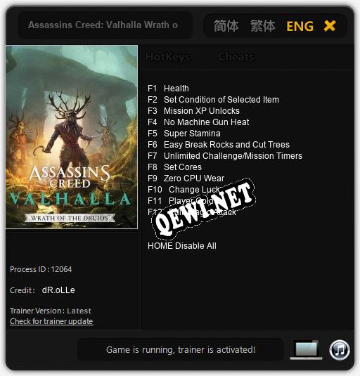 Трейнер для Assassins Creed: Valhalla Wrath of the Druids [v1.0.6]