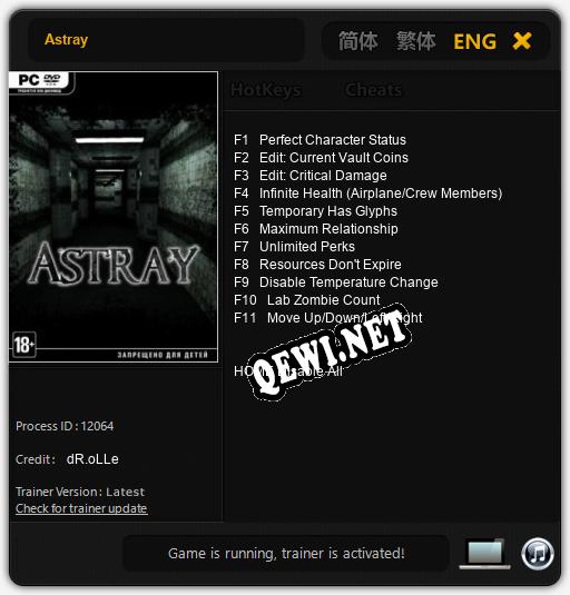 Astray: Трейнер +11 [v1.6]