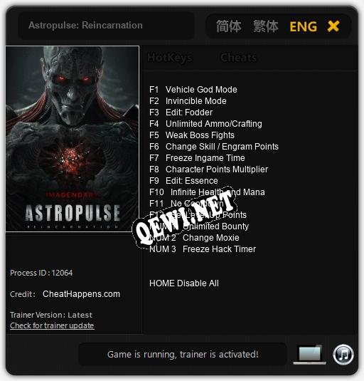 Astropulse: Reincarnation: ТРЕЙНЕР И ЧИТЫ (V1.0.59)